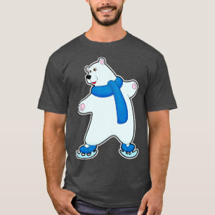 Polar bear at Ice skating with Scarf T-Shirt