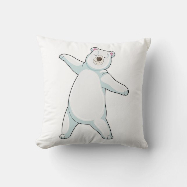 Polar bear at Yoga Fitness in Standing Throw Pillow (Front)