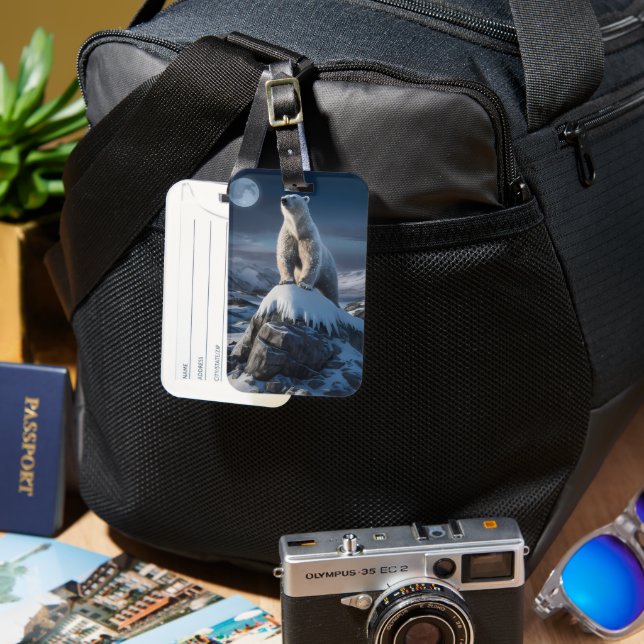Polar Bear Atop Frosty Heights Luggage Tag (Front & Back)
