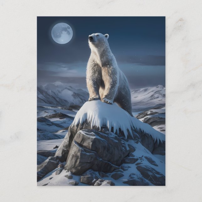 Polar Bear Atop Frosty Heights Postcard (Front)