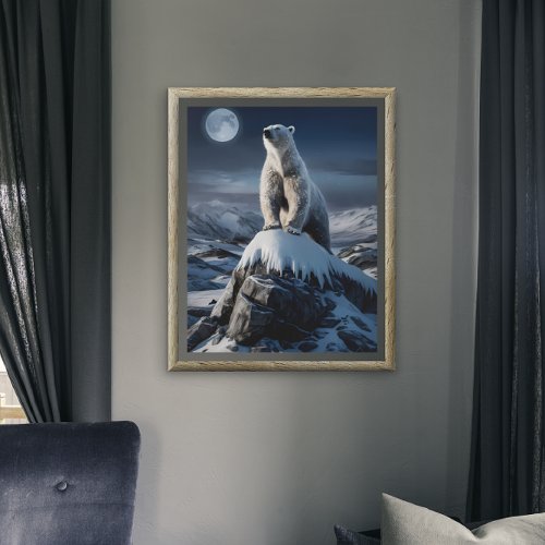 Polar Bear Atop Frosty Heights Poster