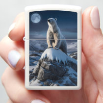 Polar Bear Atop Frosty Heights Zippo Lighter
