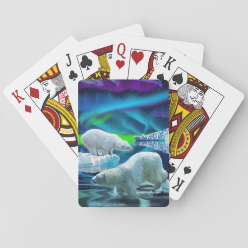 Polar Bear  Aurora Arctic Wildlife Art Deck Poker Cards