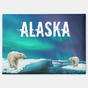 Polar Bear Aurora Borealis Alaska Magnet