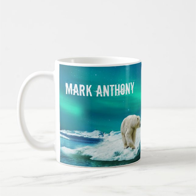 Polar Bear Aurora Borealis Personalized Mug (Left)