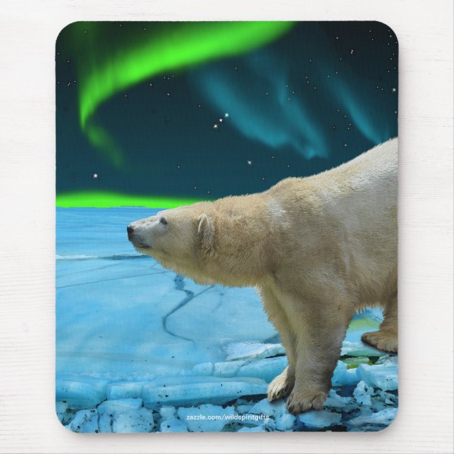 Polar Bear & Aurora Wildlife Supporter Gift Mouse Pad (Front)