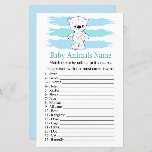 Polar bear Baby Animals Name Game