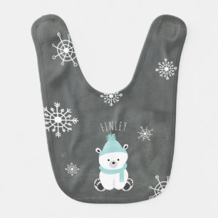 Polar Bear Baby Bib - Blue