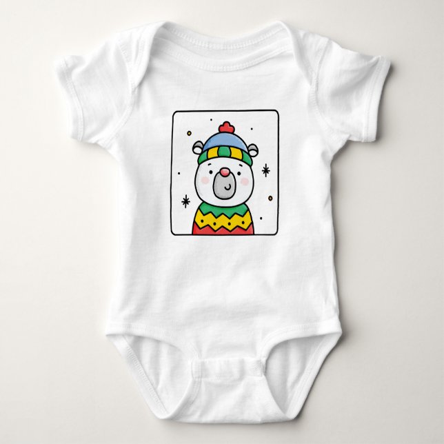 Polar bear baby bodysuit (Front)