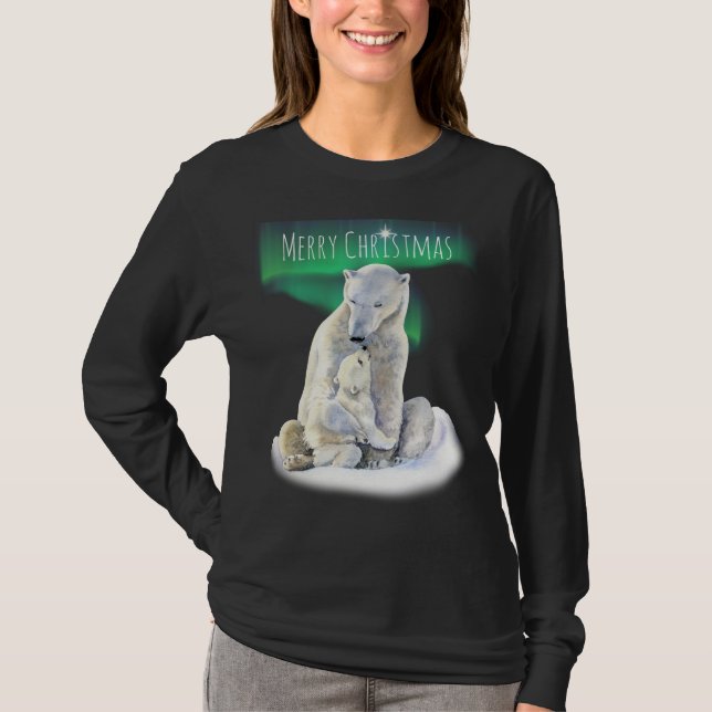 Polar Bear & Baby Christmas T-Shirt (Front)