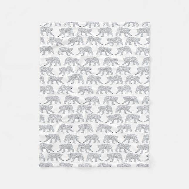 Polar Bear Baby Grey Minimal Nursery Baby Blanket (Front)