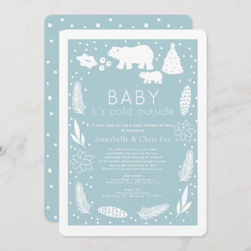 Polar Bear Baby Its Cold Blue Baby Shower by Mail Invitation
