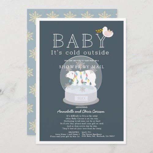 Polar Bear Baby Its Cold Blue Baby Shower by Mail Invitation