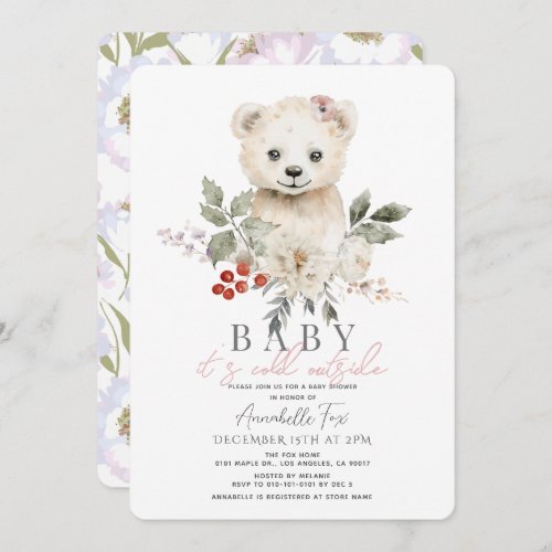 Polar Bear Baby Its Cold Outside Baby Shower Invitation