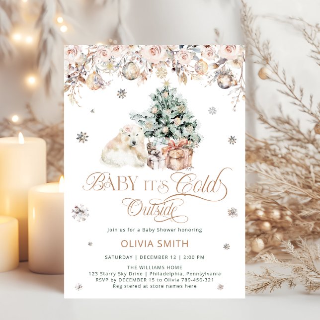 Polar Bear Baby it's Cold Outside Baby Shower Invitation (Creator Uploaded)
