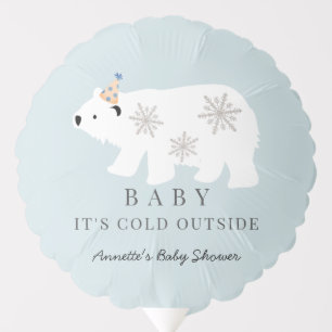 Polar Bear Baby It's Cold Outside Blue Baby Shower Balloon