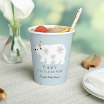 Polar Bear Baby It's Cold Outside Blue Baby Shower Paper Cups