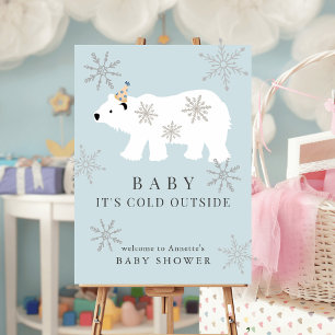 Polar Bear Baby It's Cold Outside Blue Welcome Foam Board