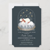 Polar Bear Baby Its Cold Outside Navy Baby Shower Invitation (Front)