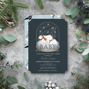Polar Bear Baby Its Cold Outside Navy Baby Shower Invitation