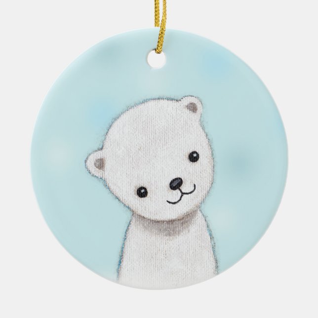 Polar Bear Baby Ornament Custom Personalized Decor (Front)