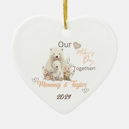 Polar Bear  baby Our First Mothers Day Together Ceramic Ornament