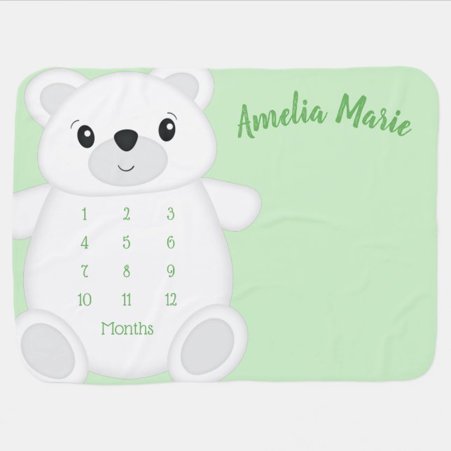 Polar Bear Baby Shower Blanket (Horizontal)