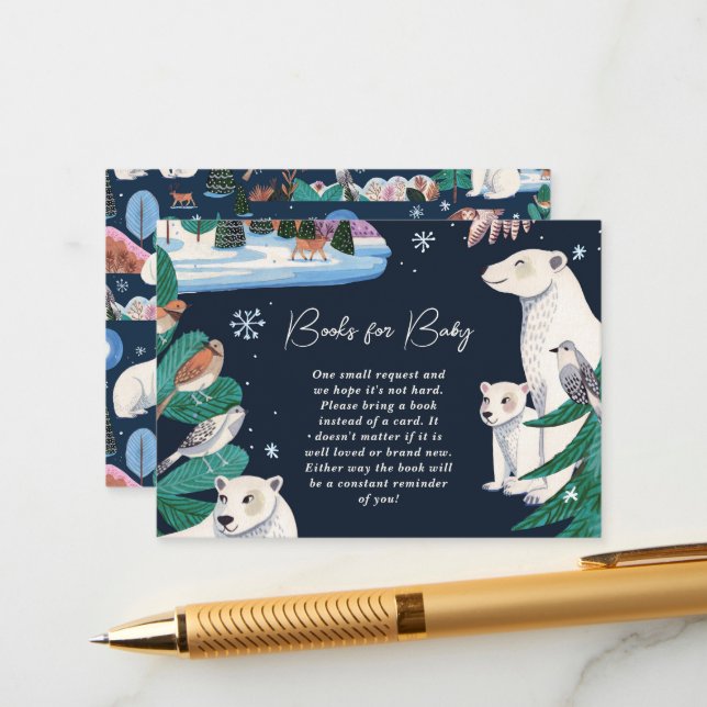 Polar Bear Baby Shower Book Request  Enclosure  (Front/Back In Situ)
