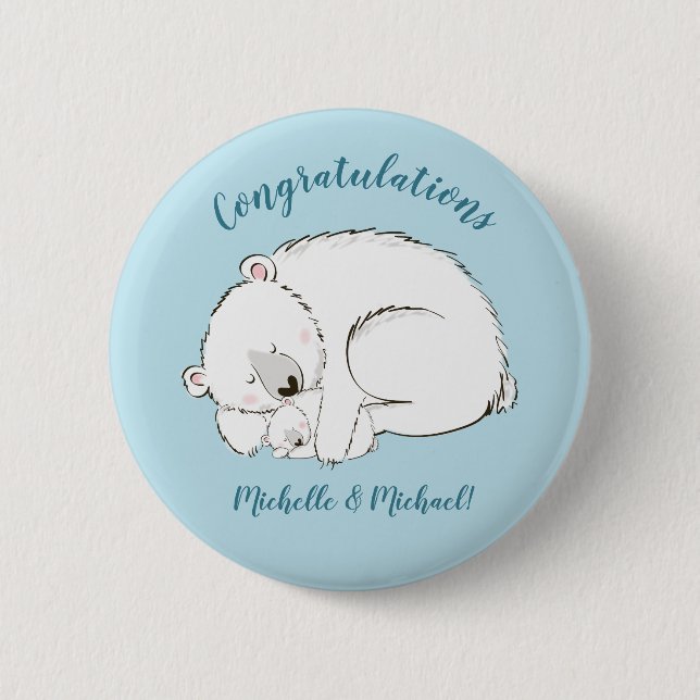 Polar Bear Baby Shower Button (Front)