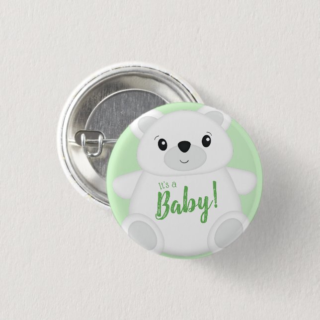 Polar Bear Baby Shower Button (Front & Back)