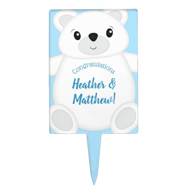 Polar Bear Baby Shower Cake Topper (Front)