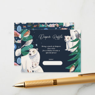 Polar Bear Baby Shower Diaper Raffle Enclosure  Card