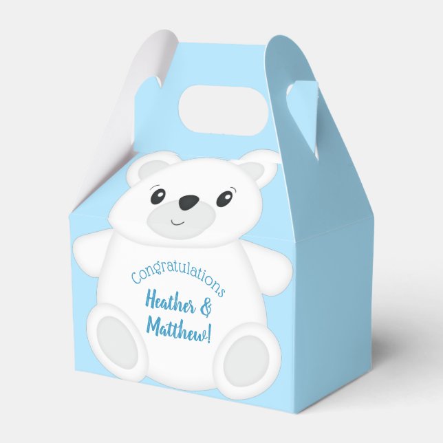 Polar Bear Baby Shower Favor Boxes (Front Side)