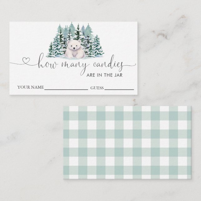 Polar Bear Baby Shower Guess How Many Candies Enclosure Card (Front/Back)