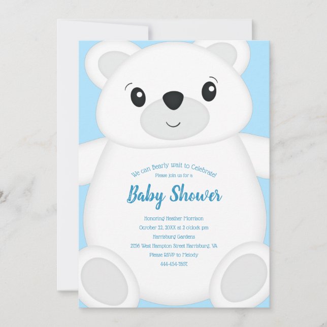 Polar Bear Baby Shower Invitation (Front)