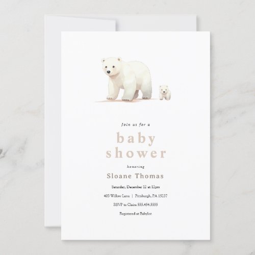 Polar Bear Baby Shower  Invitation