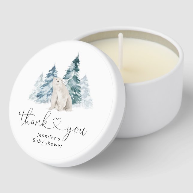 Polar bear baby shower mini candle favors (Corner)