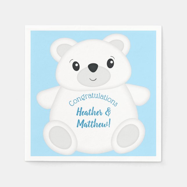 Polar Bear Baby Shower Napkins (Front)