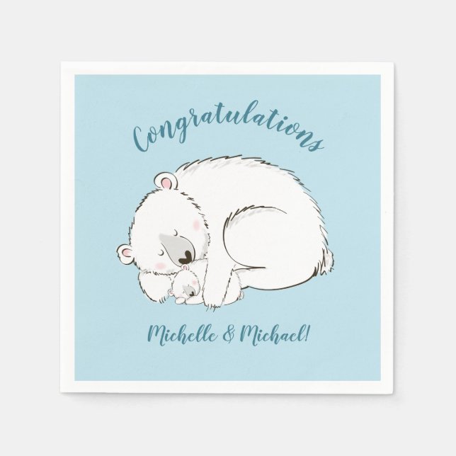 Polar Bear Baby Shower Napkins (Front)