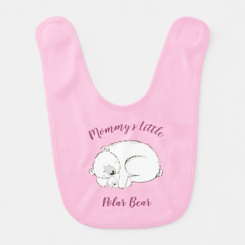 Polar Bear Baby Shower Pink Girl Baby Bib