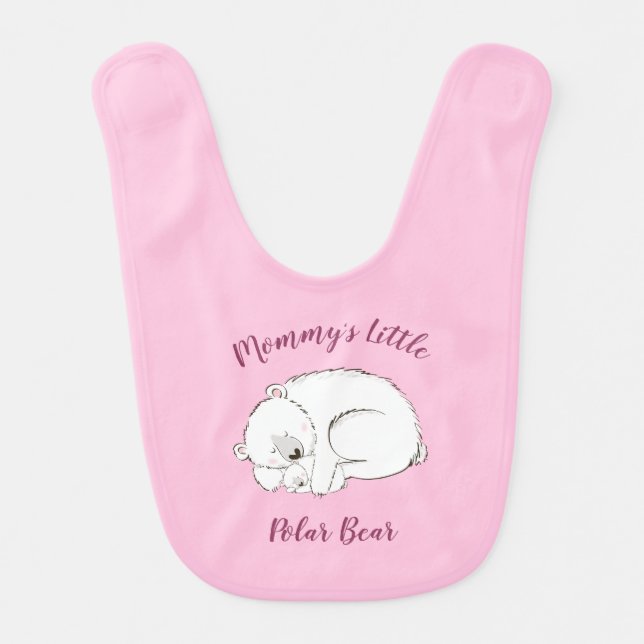 Polar Bear Baby Shower Pink Girl Baby Bib (Front)