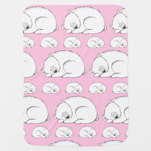 Polar Bear Baby Shower Pink Girl Baby Blanket