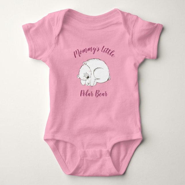 Polar Bear Baby Shower Pink Girl Baby Bodysuit (Front)