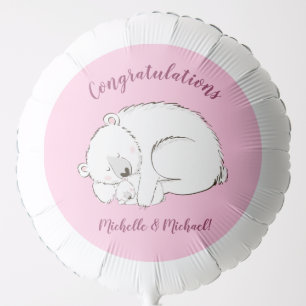 Polar Bear Baby Shower Pink Girl Balloon