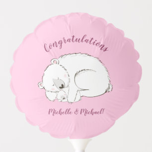 Polar Bear Baby Shower Pink Girl Balloon