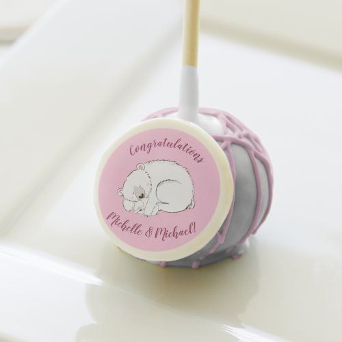 Polar Bear Baby Shower Pink Girl Cake Pops