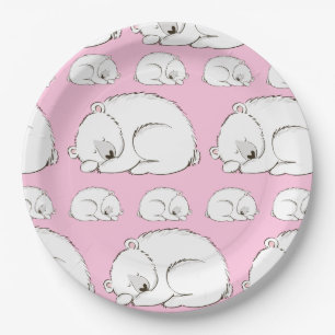Polar Bear Baby Shower Pink Girl Paper Plates