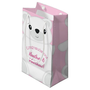 Polar Bear Baby Shower Pink Small Gift Bag
