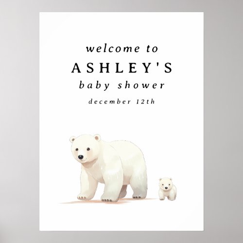 Polar Bear Baby Shower Welcome Sign