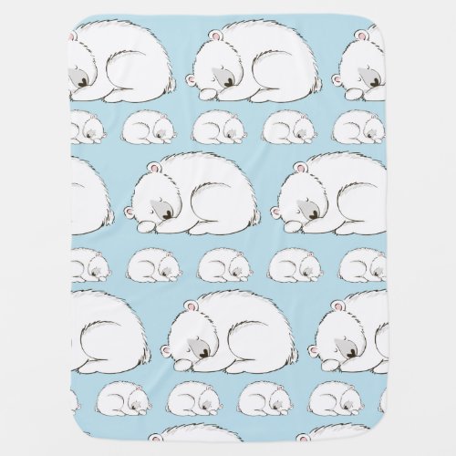 Polar Bear Baby Shower Winter Blue Boy Baby Blanket